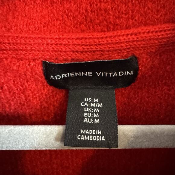 Adrienne Vittadini Red Sweater Medium Shawl Collar Wrap Button Front Soft Knit - Picture 5 of 5